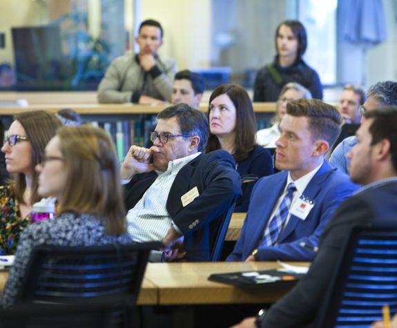 Professor McCaffery at a conference